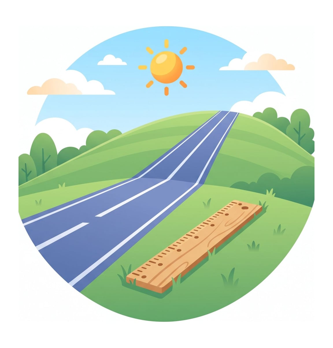 Təpəyə düz qalxan yol və xətkeş